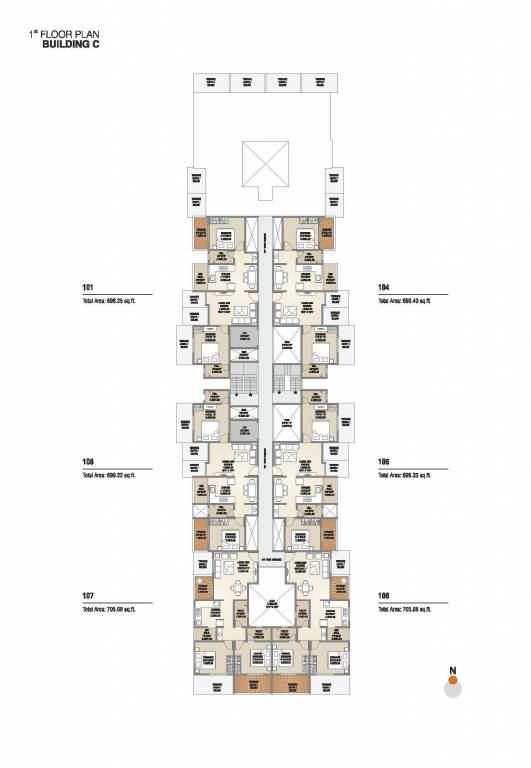  skyline phase i Tower C Cluster Plan for 1st Floor