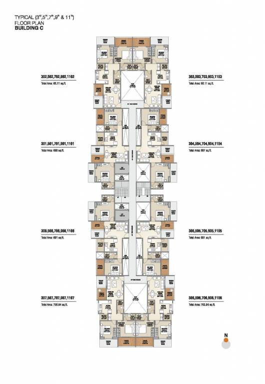  skyline phase i Tower C Cluster Plan from 3rd, 5th, 7th, 9th And 11th Floor
