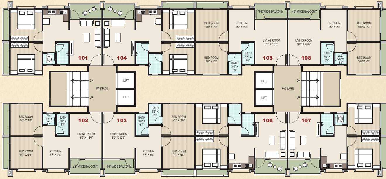  shashidhwar Block A Cluster Plan From 1st To 7th Floor