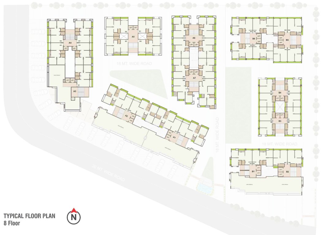  dream A1, A2, A3, A4, A5, A6, B1, B2, B3, B4, B5, B6 Cluster Plan for 8th Floor