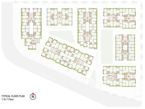  dream A1, A2, A3, A4, A5, A6, B1, B2, B3, B4, B5, B6 Cluster Plan from 1st to 7th Floor