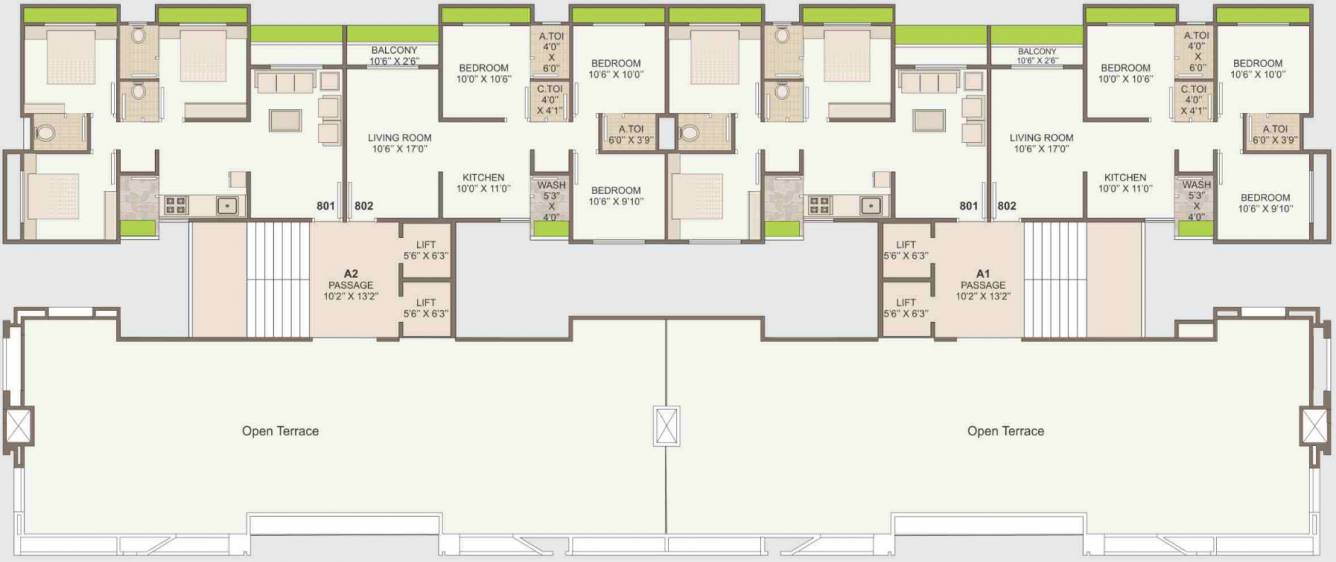  dream A1 And A2 Cluster Plan for 8th Floor