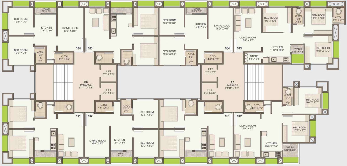  dream A6 And A7 Cluster Plan from 1st to 8th Floor