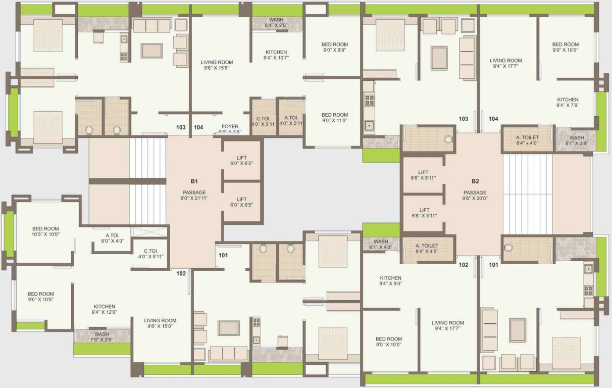  dream B1 And B2 Cluster Plan from 1st to 7th Floor