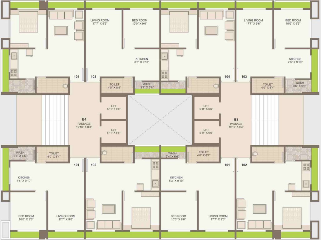  dream B3 And B4 Cluster Plan from 1st to 8th Floor