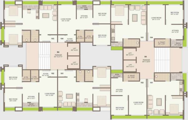  dream B5 And B6 Cluster Plan from 1st to 8th Floor