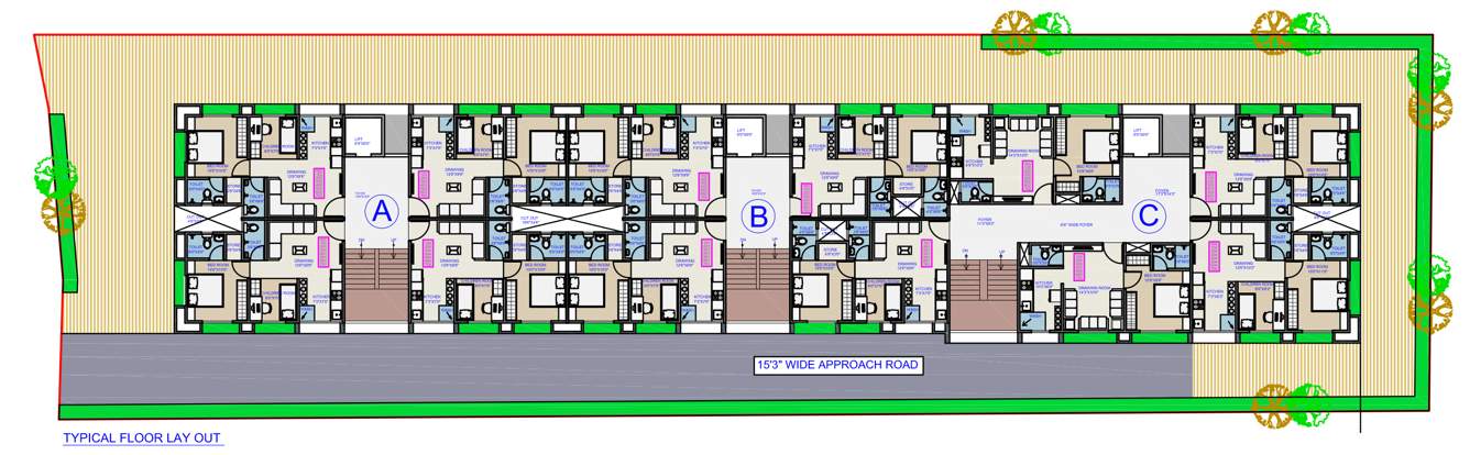  ratna shahswat A, B and C Wing Cluster Plan for Typical Floor