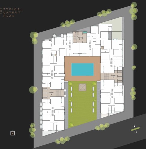 Block A, B And C Cluster Plan For Typical Floor ratnam-luxuria Block A, B And C Cluster Plan For Typical Floor
