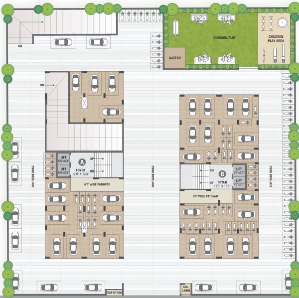  residency Block A & B Cluster Plan For Ground Floor