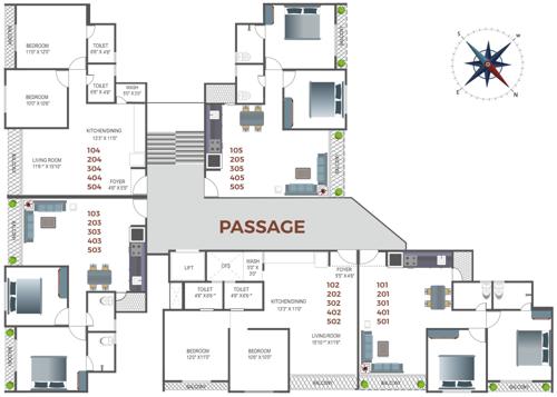 omkar-homes Omkar Homes Cluster Plan from 1st to 5th Floor