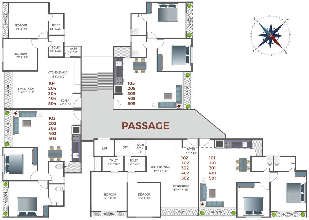  omkar homes Omkar Homes Cluster Plan from 1st to 5th Floor