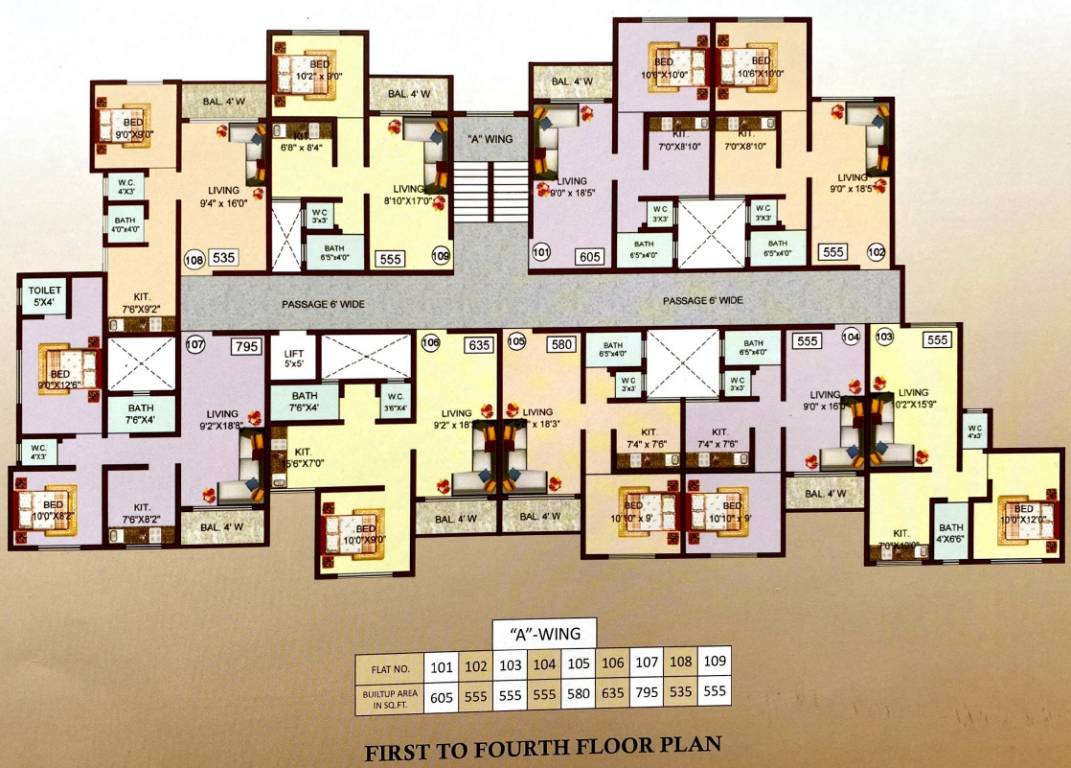  shraddha A Wing Cluster Plan from 1st to 4th Floor