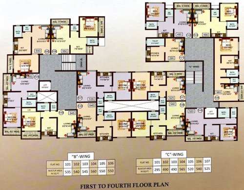  shraddha Wing B and C Cluster Plan from 1st to 4th Floor