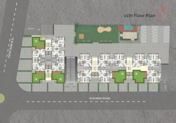  rudra-enclave-phase-2 Tower A, B, C & D Cluster Plan for 11th Floor