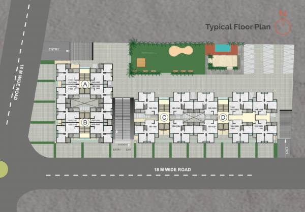  rudra-enclave-phase-2 Tower A, B, C & D Cluster Plan for Typical Floor