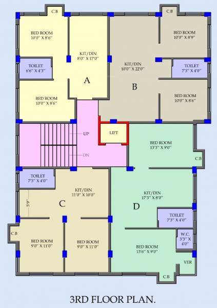  balaji-dreams Balaji Dreams Cluster Plan For 3rd Floor