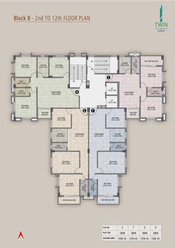  twin-towers-ii Cluster Plan from 2nd to 12th Floor