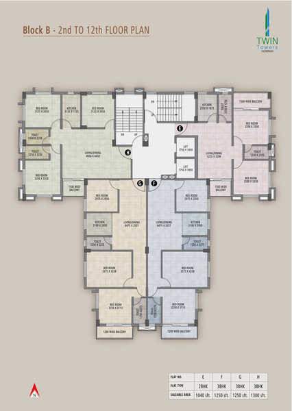 twin towers ii Cluster Plan from 2nd to 12th Floor
