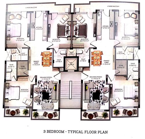 Sivanta Greens Ext 2 3BHK Cluster Plan from 1st to 4th Floor sivanta-greens-ext-2 Sivanta Greens Ext 2 3BHK Cluster Plan from 1st to 4th Floor