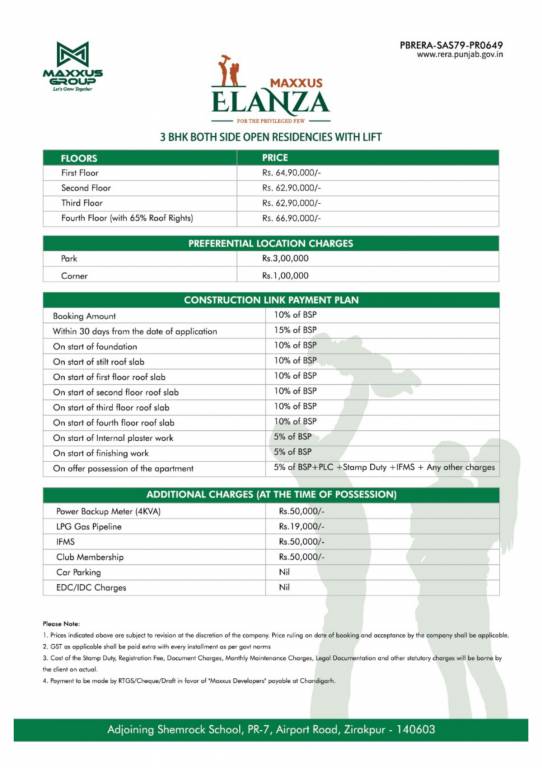 elanza Construction Linked Payment (CLP) Payment Plan