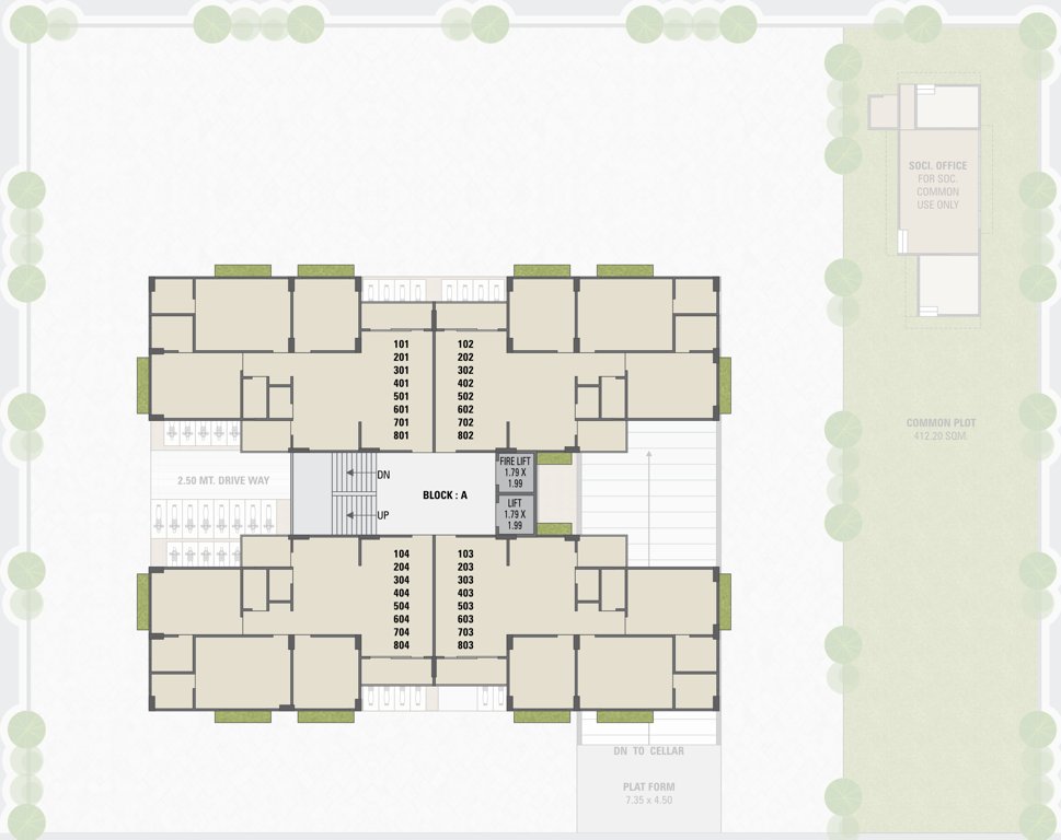  heights Saral Heights Cluster Plan from 1st to 8th Floor