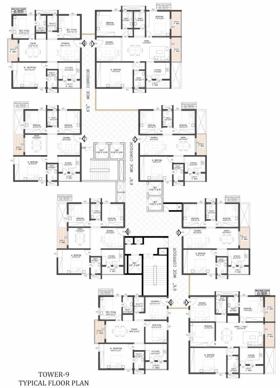  sarvani elite Block 9 Cluster Plan For Typical Floor