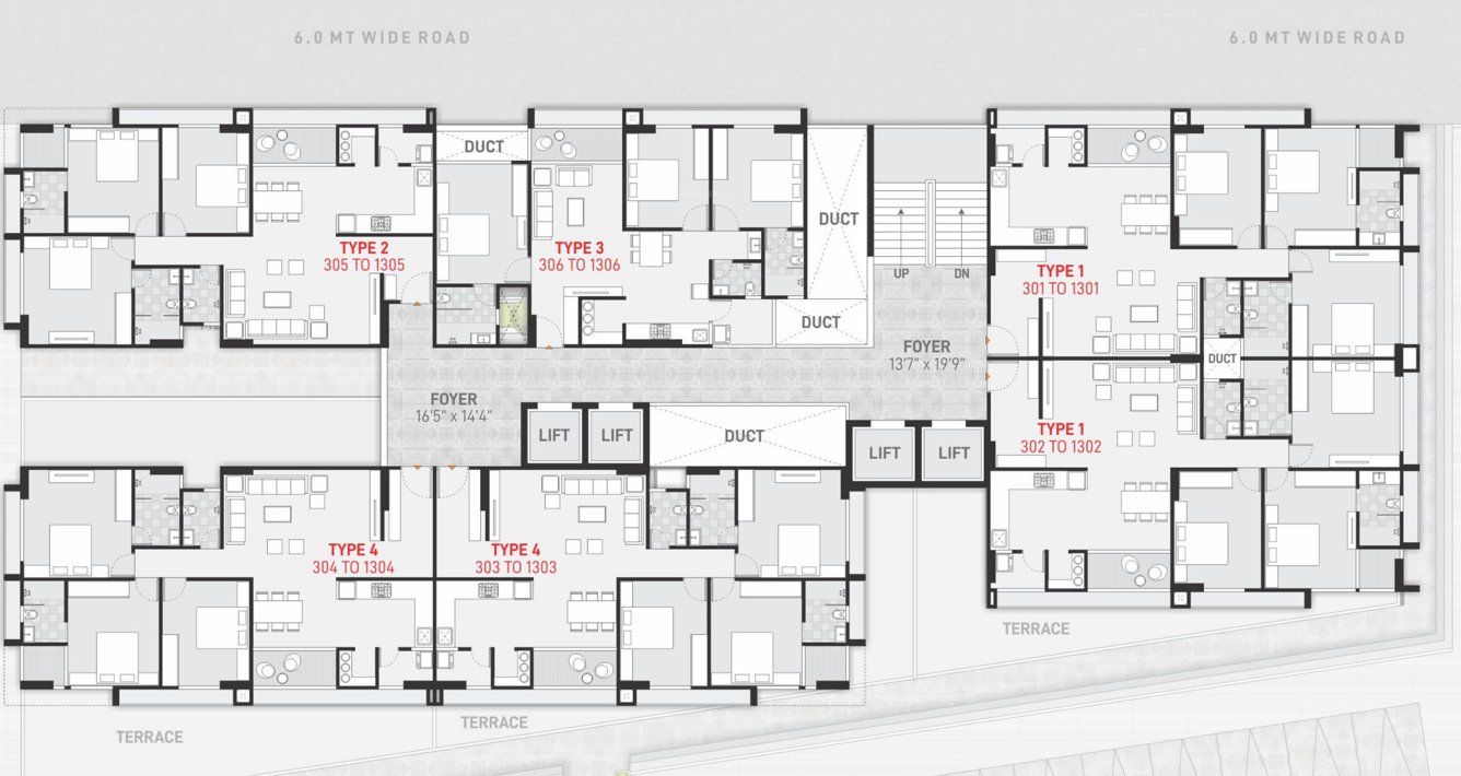  saral skyline Saral Skyline Cluster Plan From 3rd To 13th Floor