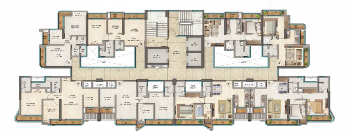  veda Veda Cluster Plan for Typical Floor