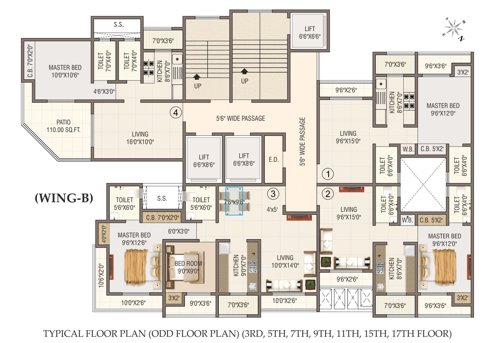  heights-b-wing Shree Nidhi Heights B Wing Cluster Plan