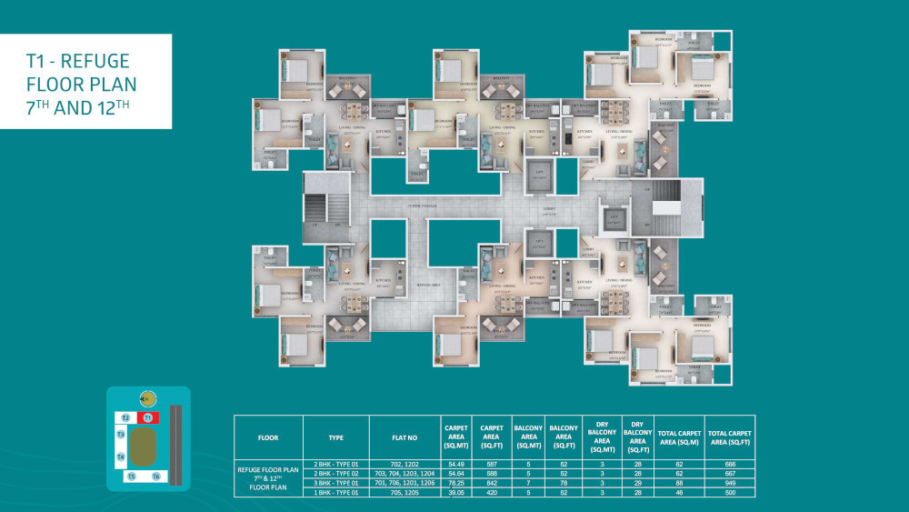  sommet Wing A Cluster Plan from 7th & 12th Floor