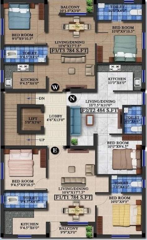  sai sakthi flats Sai Sakthi Flats Cluster Plan From 1st To 3rd Floor