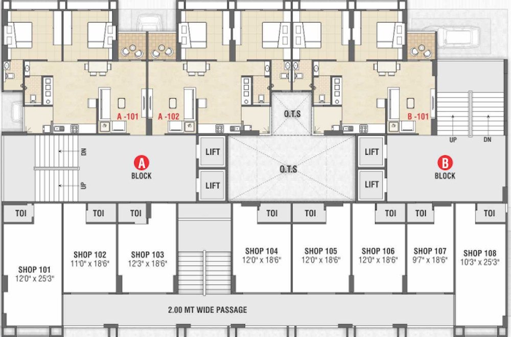  sahjanand srushti Block A & B Cluster Plan For 1st Floor
