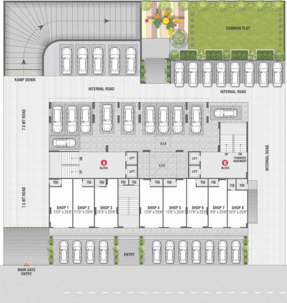  sahjanand-srushti Block A & B Cluster Plan For Ground Floor