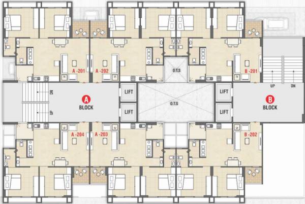  sahjanand-srushti Block A & B Cluster Plan For Typical