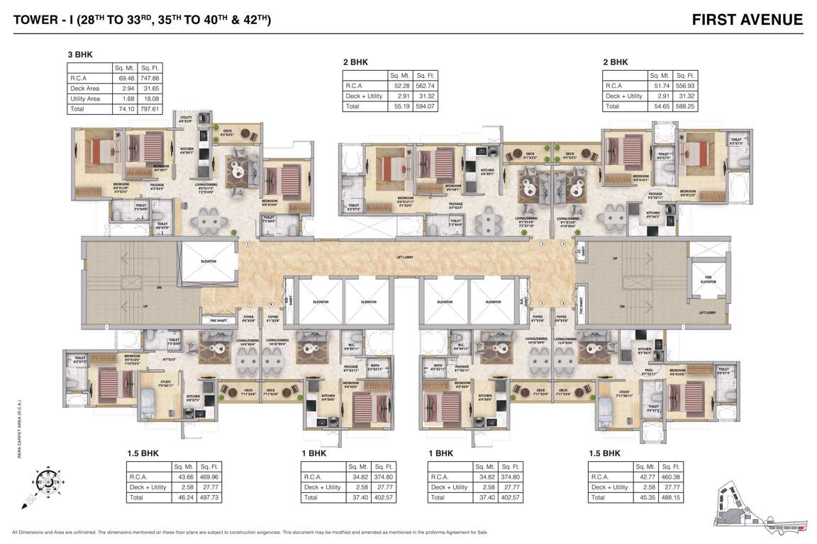  avenue Wing I Cluster Plan For  28th To 33rd, 35th To 40th & 42nd Floor