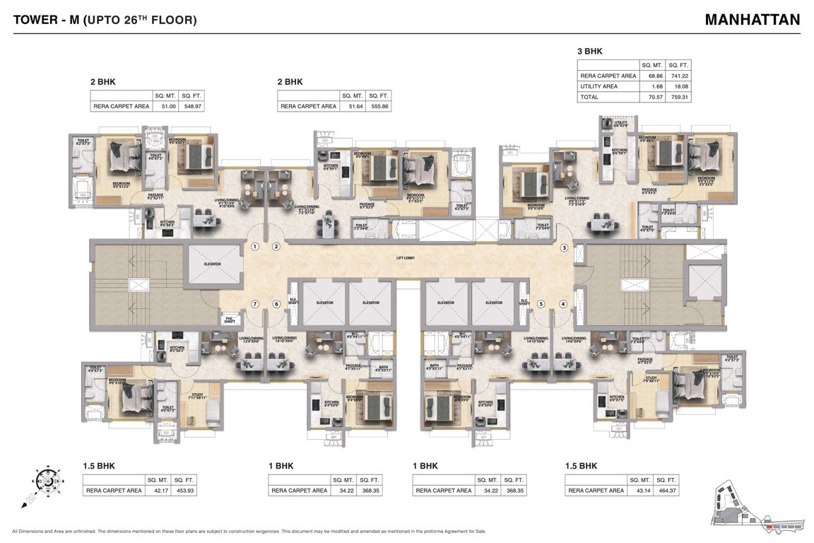  avenue Wing M Cluster Plan For 26th Floor