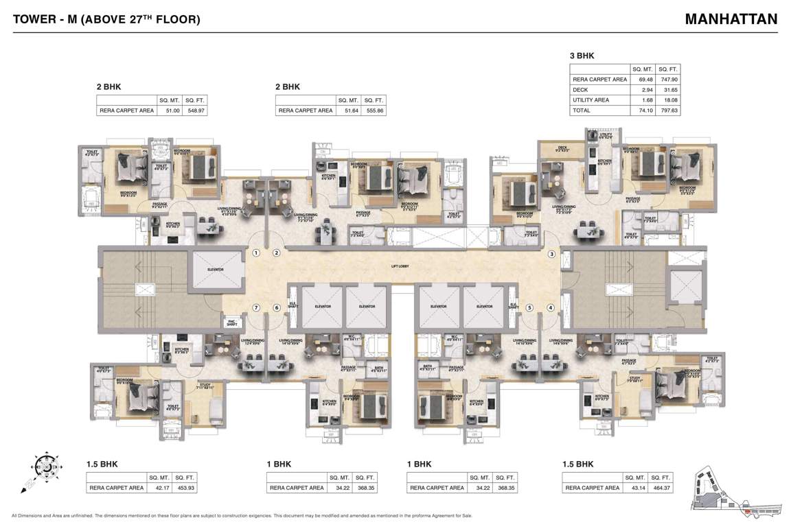  avenue Wing M Cluster Plan For 27th Floor