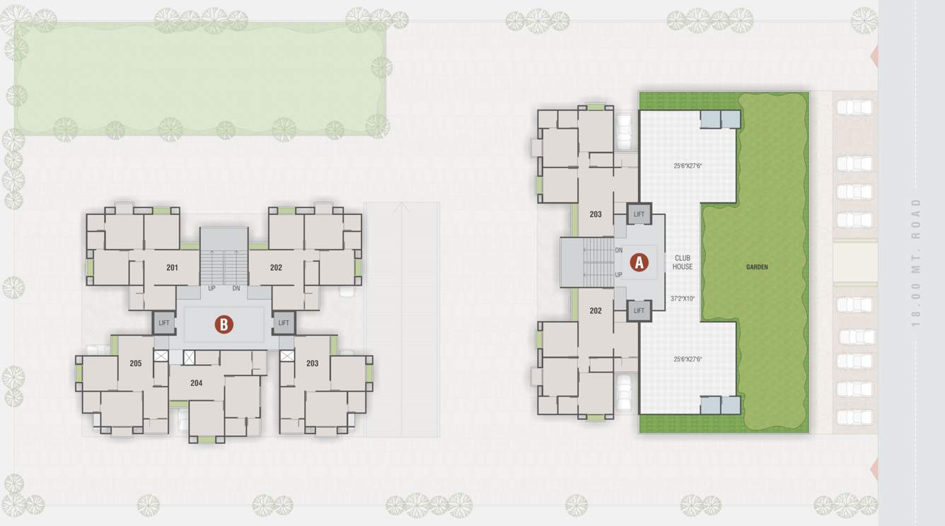  aadhvan rise A And B Cluster Plan for 2nd Floor