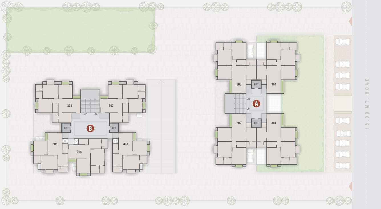  aadhvan rise A And B Cluster Plan for 3rd Floor