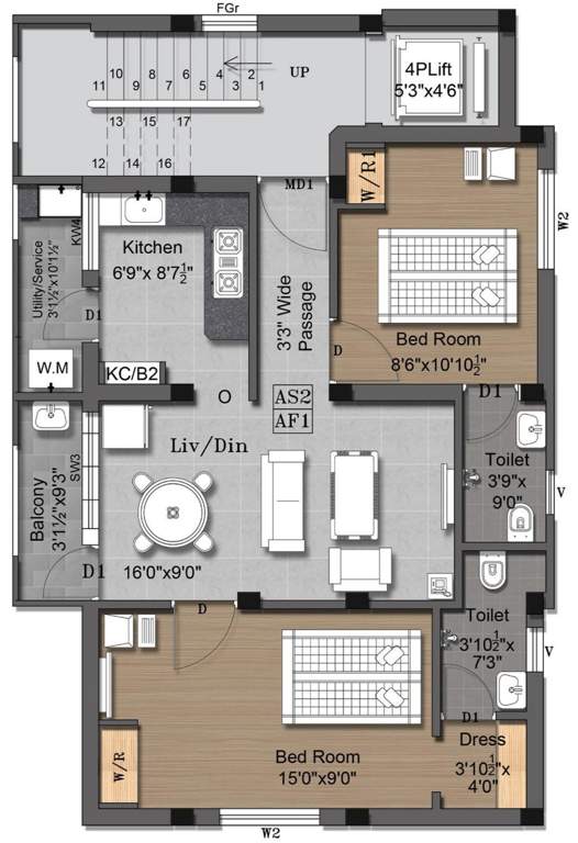  ranganayaki Block A Cluster Plan For Typical Floor