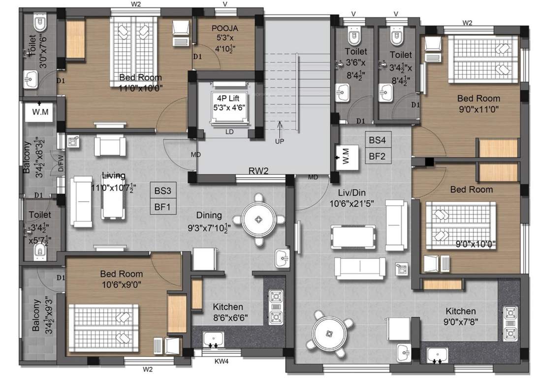  ranganayaki Block B Cluster Plan For Typical Floor