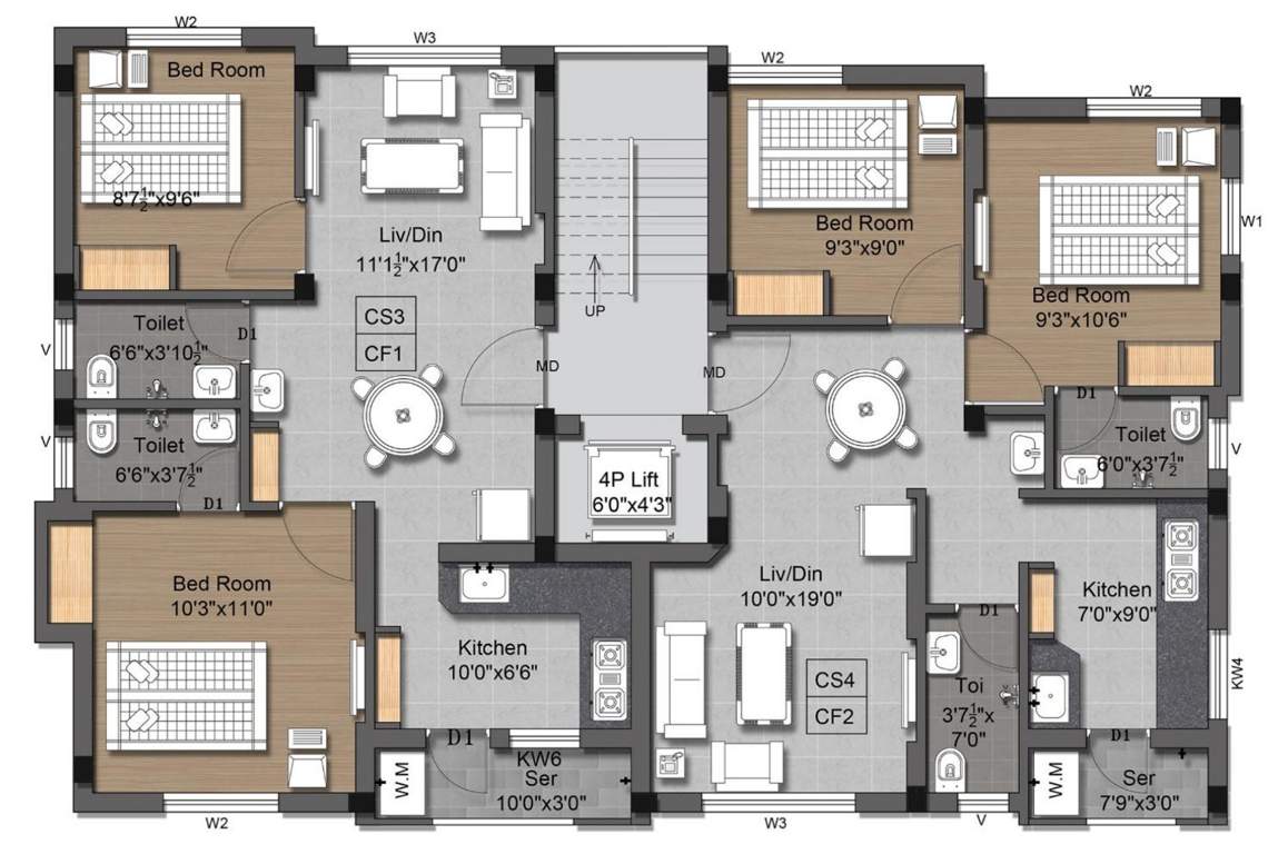  ranganayaki Block C Cluster Plan For Typical Floor