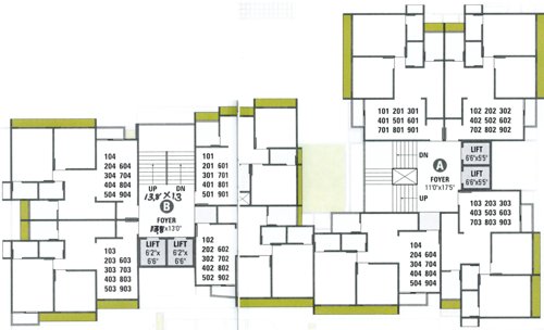  pushpam-heights A And B Cluster Plan from 1st to 9th Floor