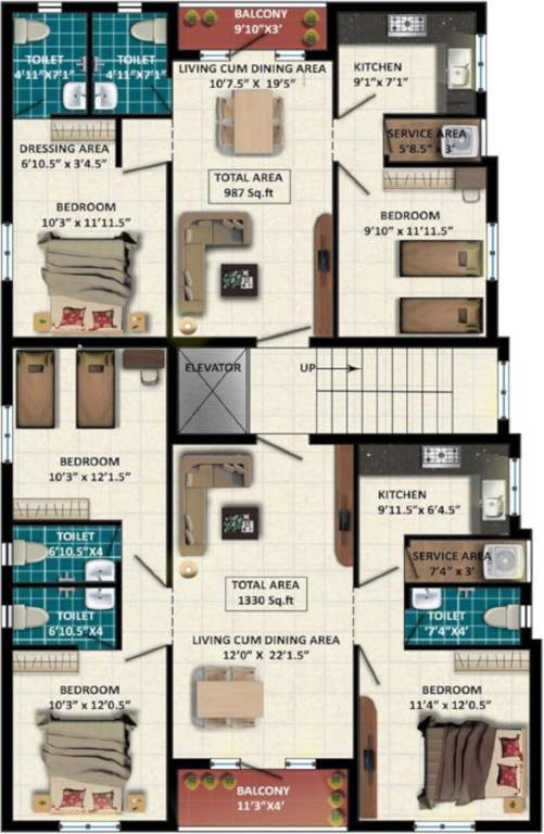  sai sindhur apartments Sai Sindhur Apartments Cluster Plan from 1st to 3rd Floor