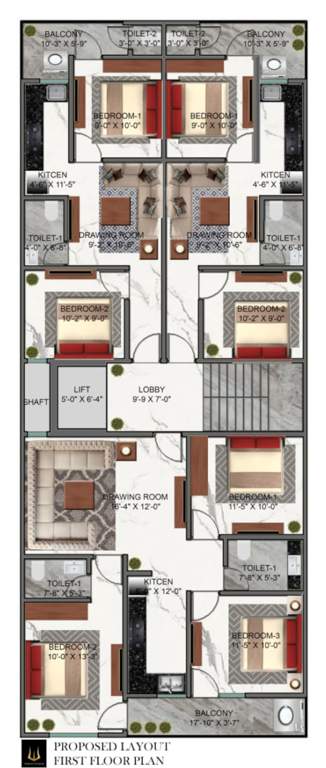  new floors Cluster Plan for 1st Floor