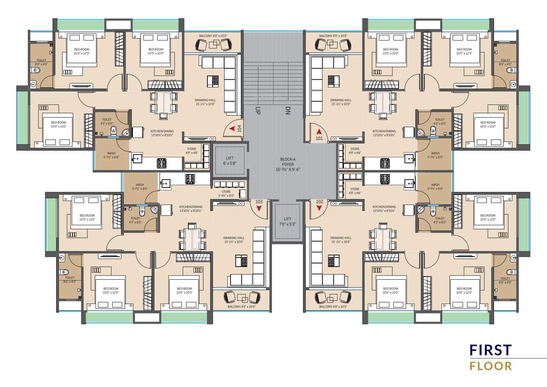  harsh prime Block A Cluster Plan for 1st Floor