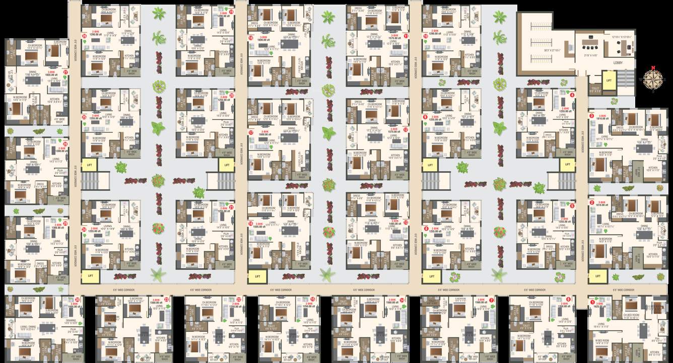 sri sri kala kuteer gold Sri Sri Kala Kuteer Gold Cluster Plan For Typical  Floor