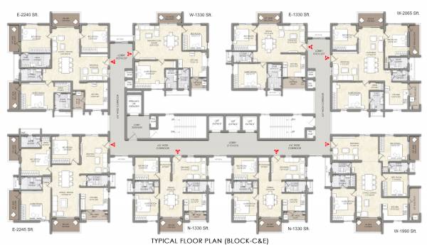  balaji-nilayam-casa-waterside Block C and E Cluster Plan for Typical Floor