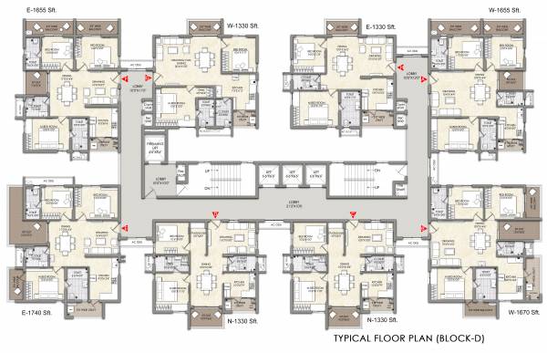  balaji-nilayam-casa-waterside Block D Cluster Plan for Typical Floor