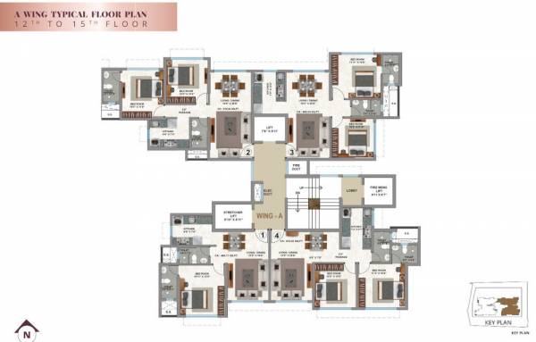  evara A Wing - Ground to 2nd Floor Cluster Plan